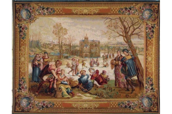 Gobelín Tapisserie Les patineurs ou l'hiver horizontale